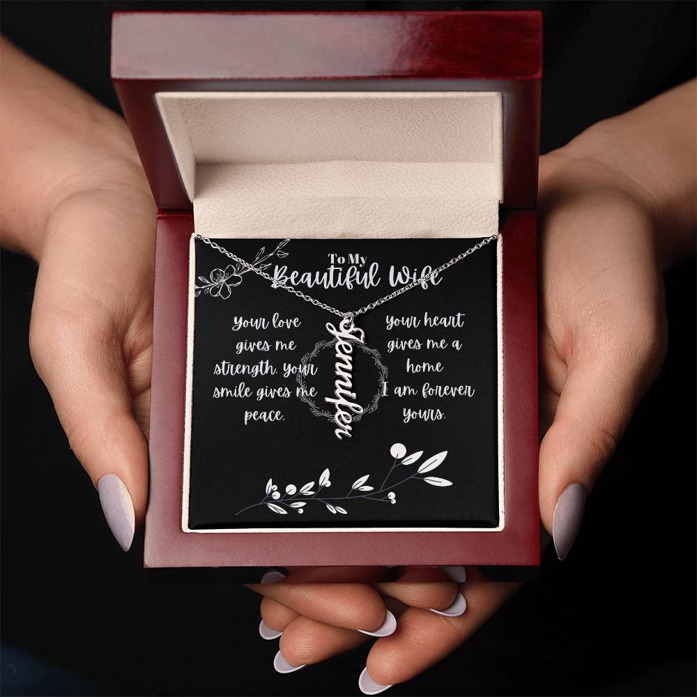 Vertical Name Necklace W/MC
