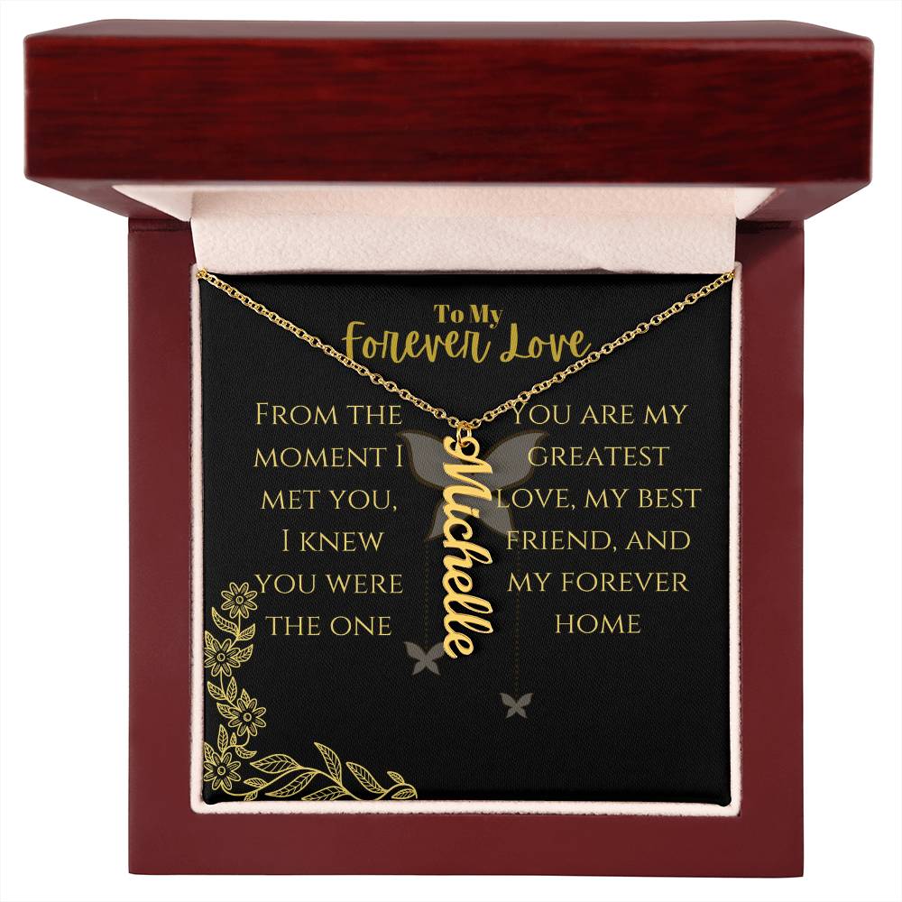 Vertical Name Necklace W/MC