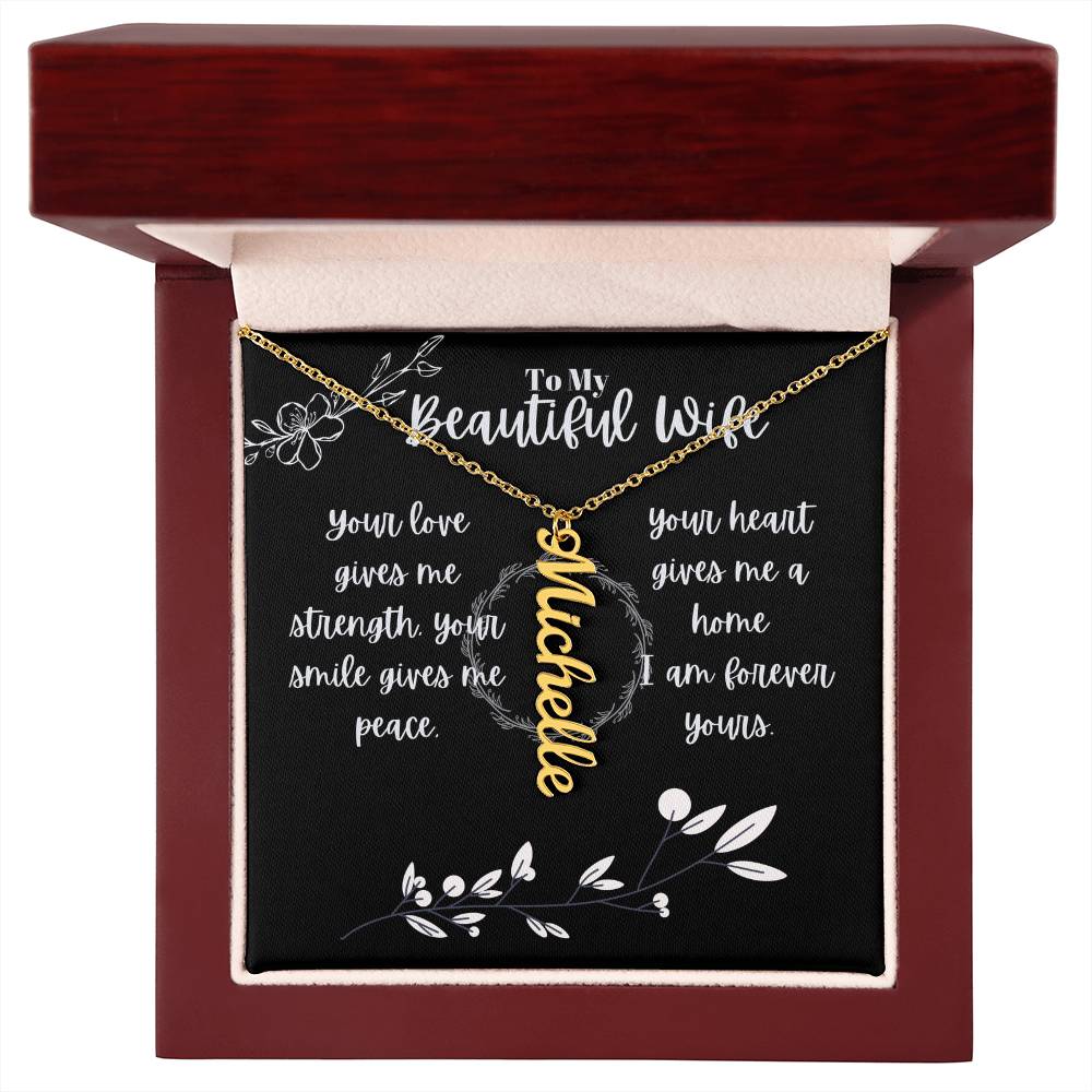 Vertical Name Necklace W/MC