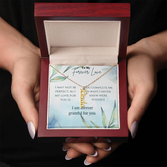 Vertical Name Necklace W/MC