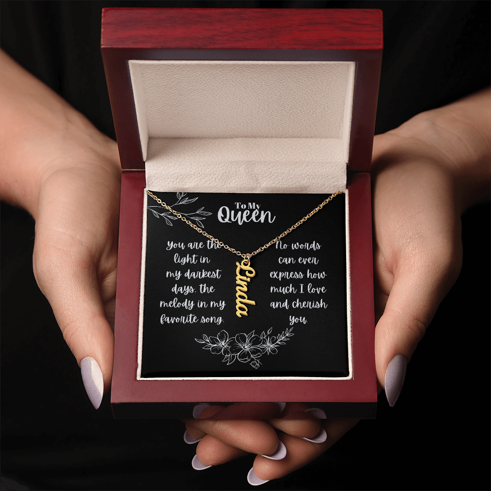Vertical Name Necklace W/MC