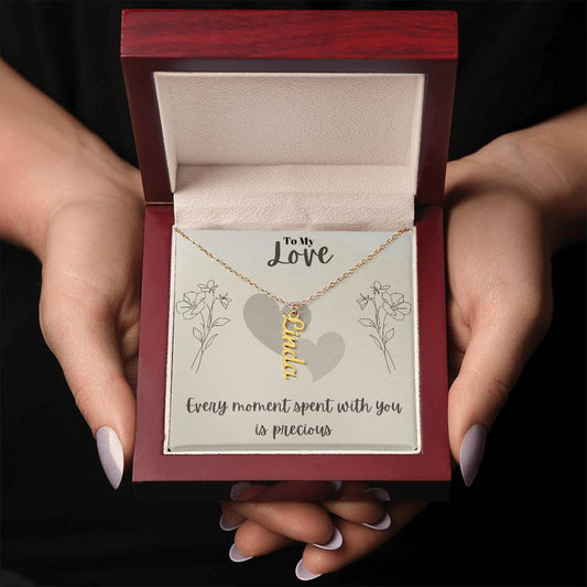 Vertical Name Necklace W/MC