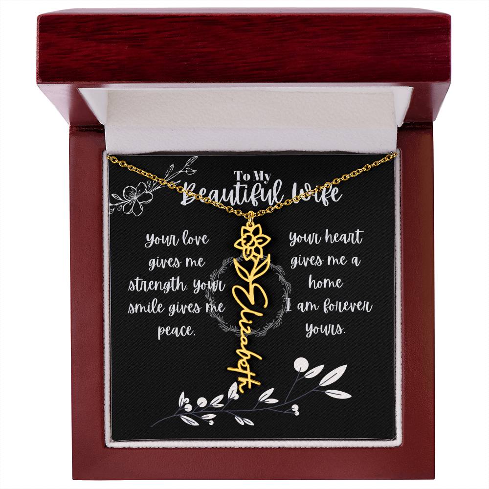 Birth month Flower Custom Name Necklace