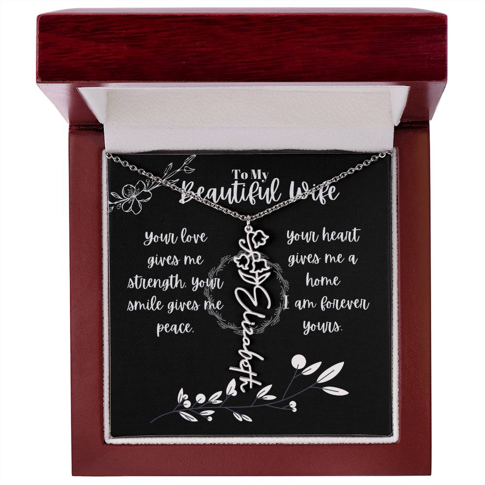 Birth month Flower Custom Name Necklace