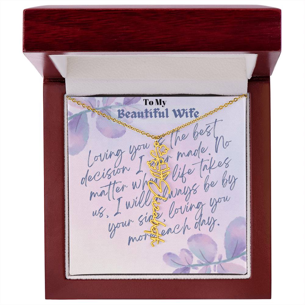 Birth month Flower Custom Name Necklace for Valentine