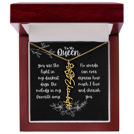 Birth month Flower Custom Name Necklace