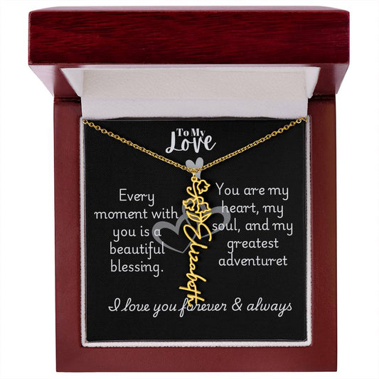 Birth month Flower Custom Name Necklace