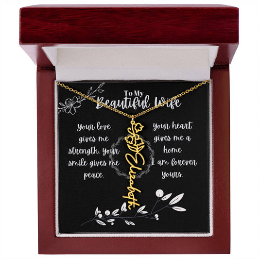 Birth month Flower Custom Name Necklace