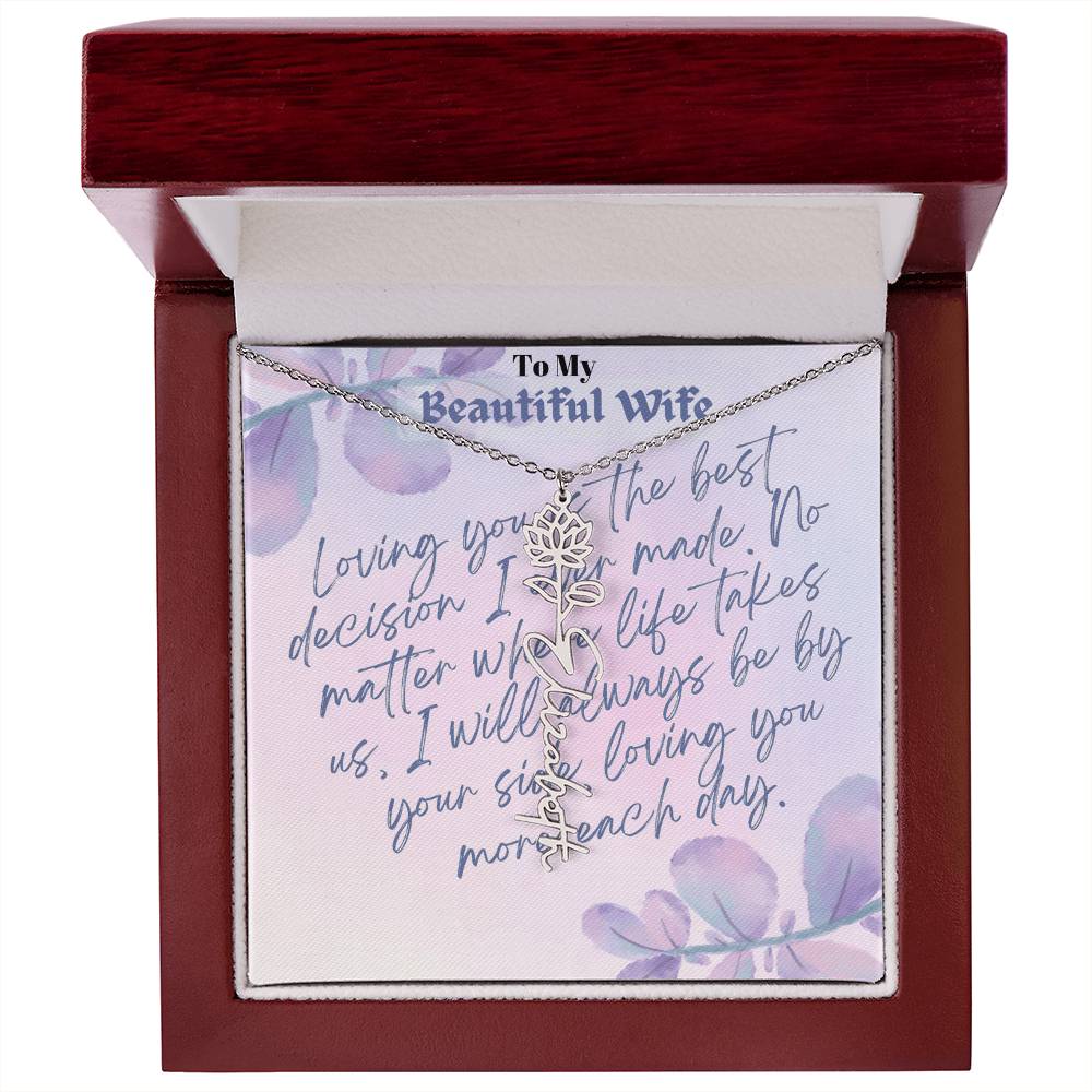 Birth month Flower Custom Name Necklace for Valentine