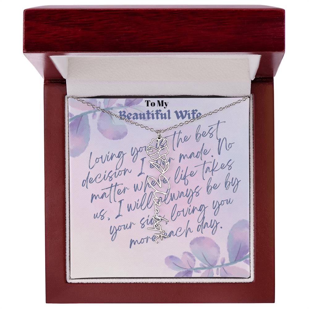 Birth month Flower Custom Name Necklace for Valentine