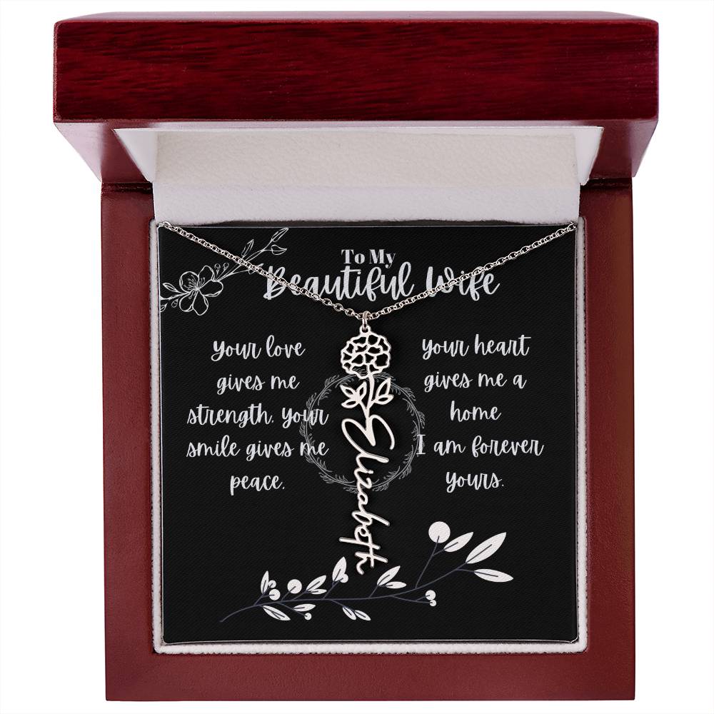 Birth month Flower Custom Name Necklace
