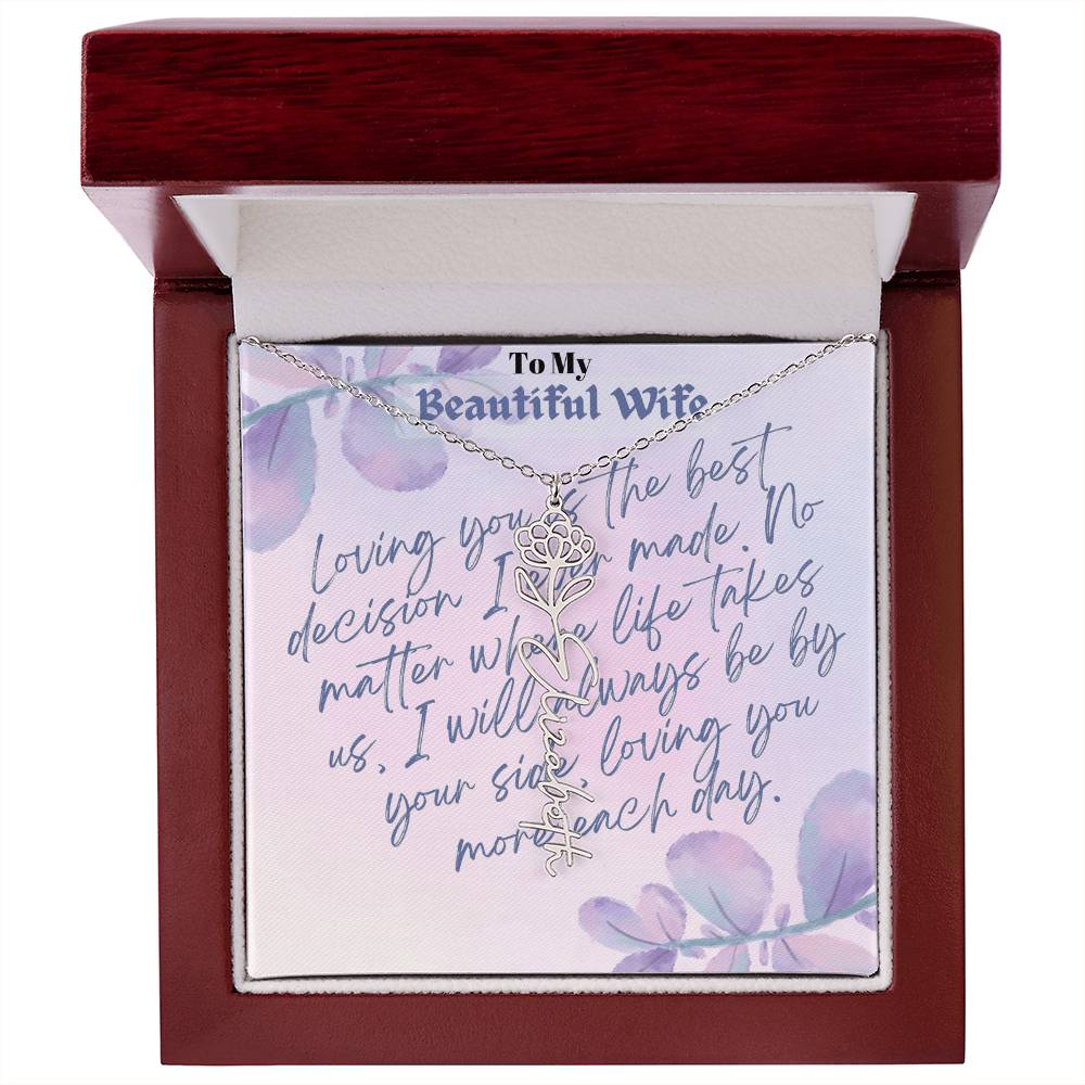 Birth month Flower Custom Name Necklace for Valentine