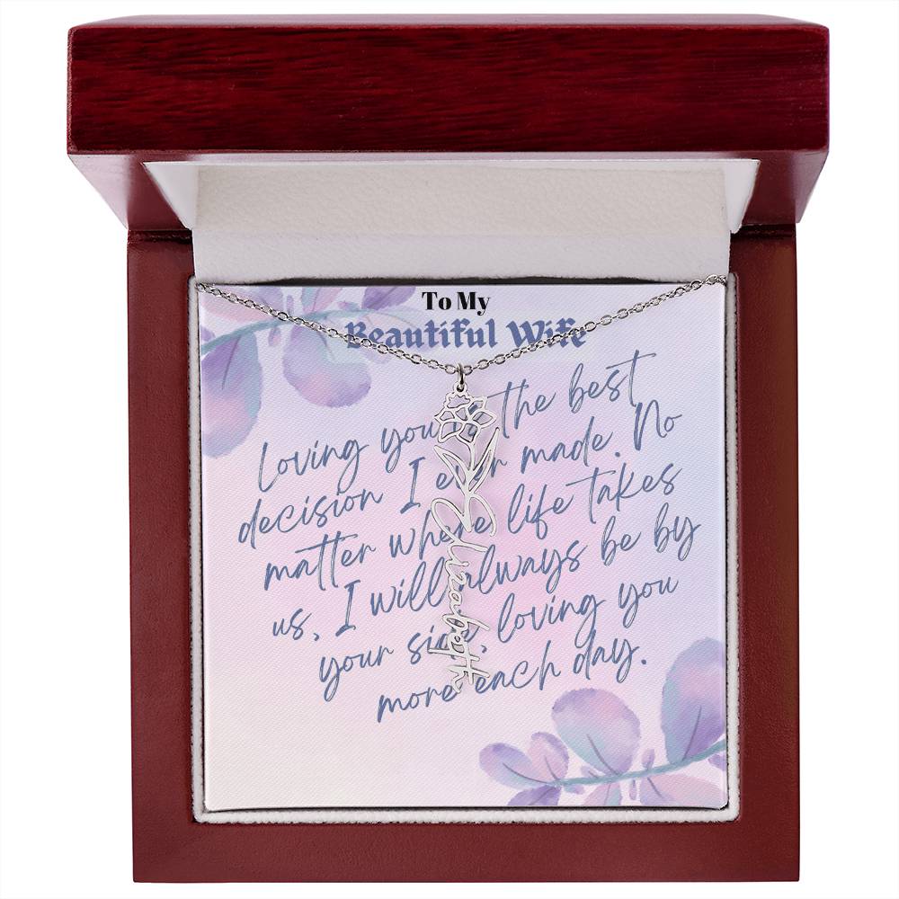 Birth month Flower Custom Name Necklace for Valentine