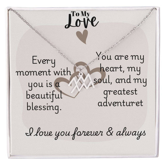 Zodiac sign necklace with message card