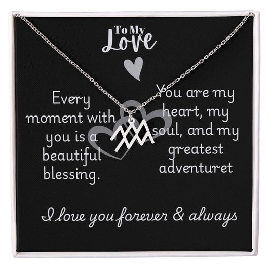 Zodiac sign necklace with message card