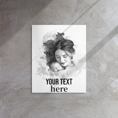 Personalized Shiny Glossy Metal Poster for Mother’s Day – Custom Photo & Text Gift for Mom (Black and White)