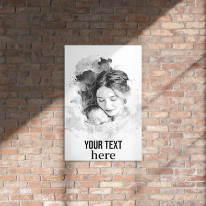 Personalized Shiny Glossy Metal Poster for Mother’s Day – Custom Photo & Text Gift for Mom (Black and White)