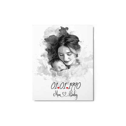 Personalized Shiny Glossy Metal Poster for Mother’s Day – Custom Photo & Text Gift for Mom (Black and White)