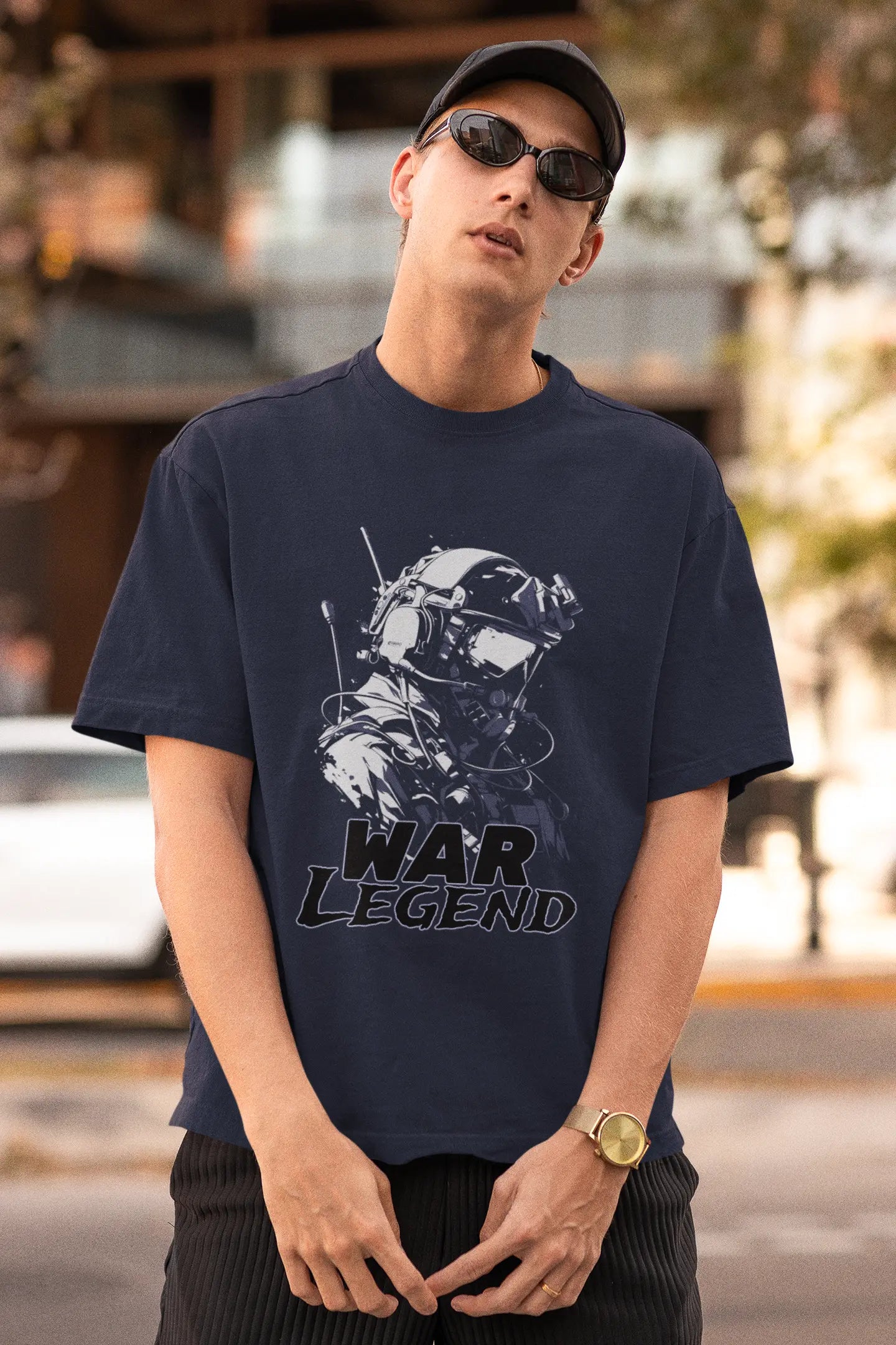 War Legend Soldier Retro Graphic Oversized Tee