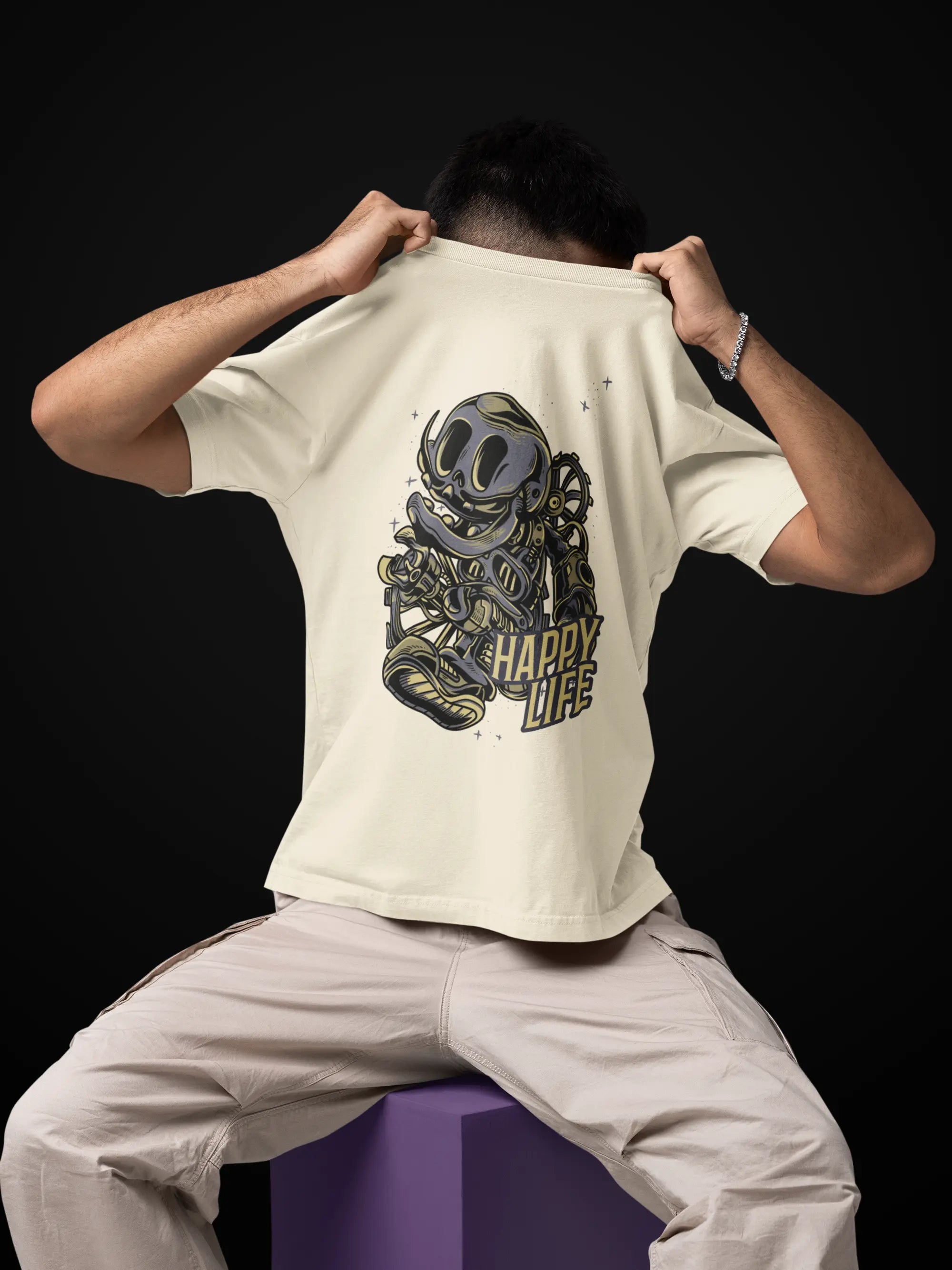 Steampunk Retro Graphic Oversized Tee