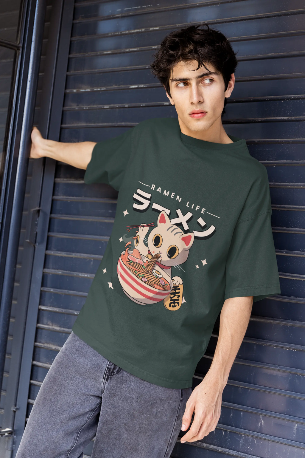 Ramen Life Unisex Oversized Boxy Tee,  Anime T-Shirt