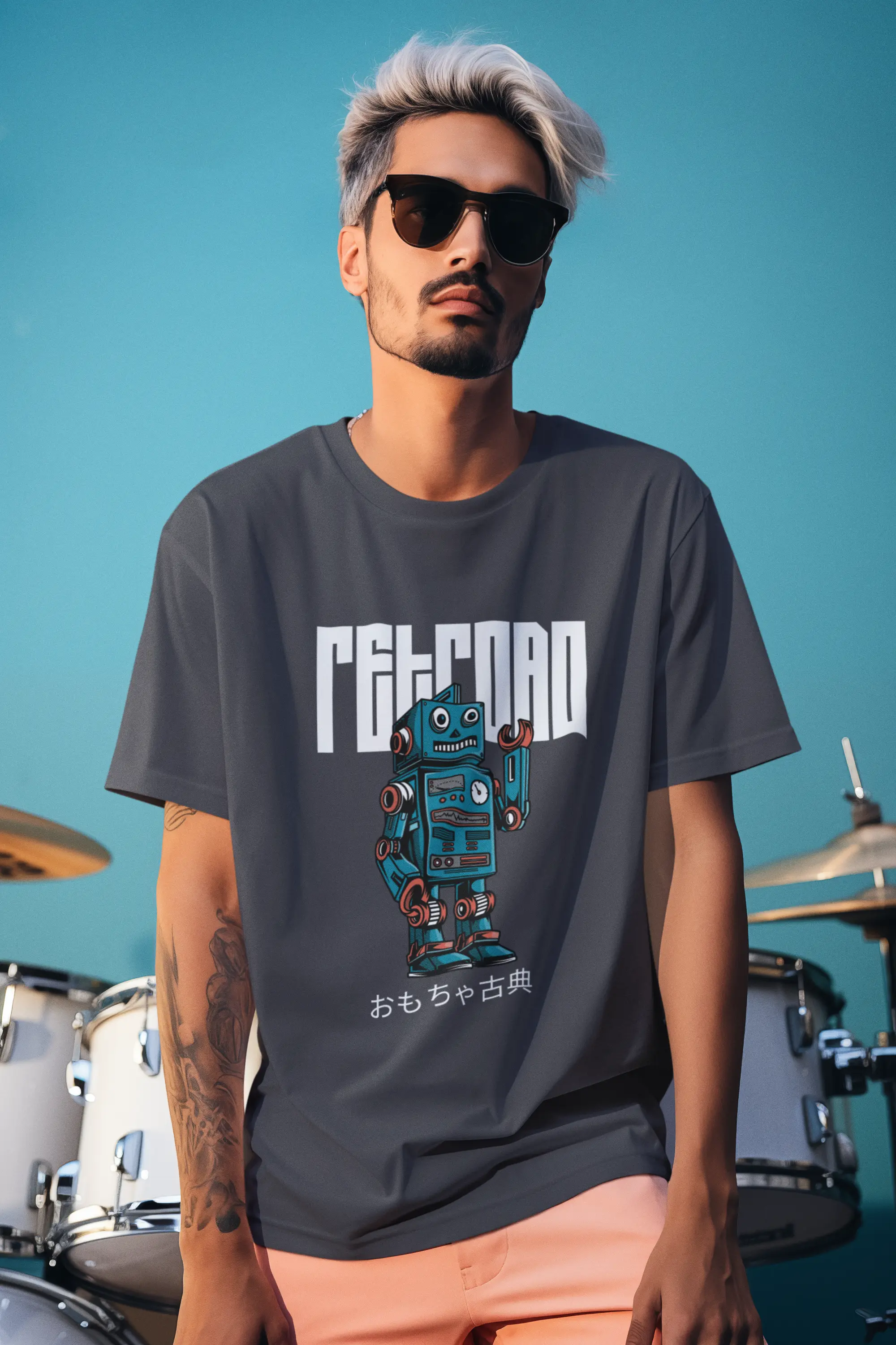 Retro ROBO Graphic Oversized Tee