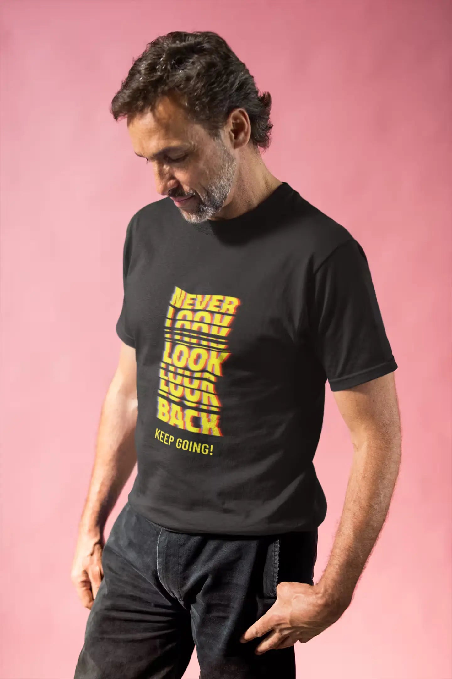 Never Look Back, Keep Going Motivational Unisex Heavy Cotton T-Shirt