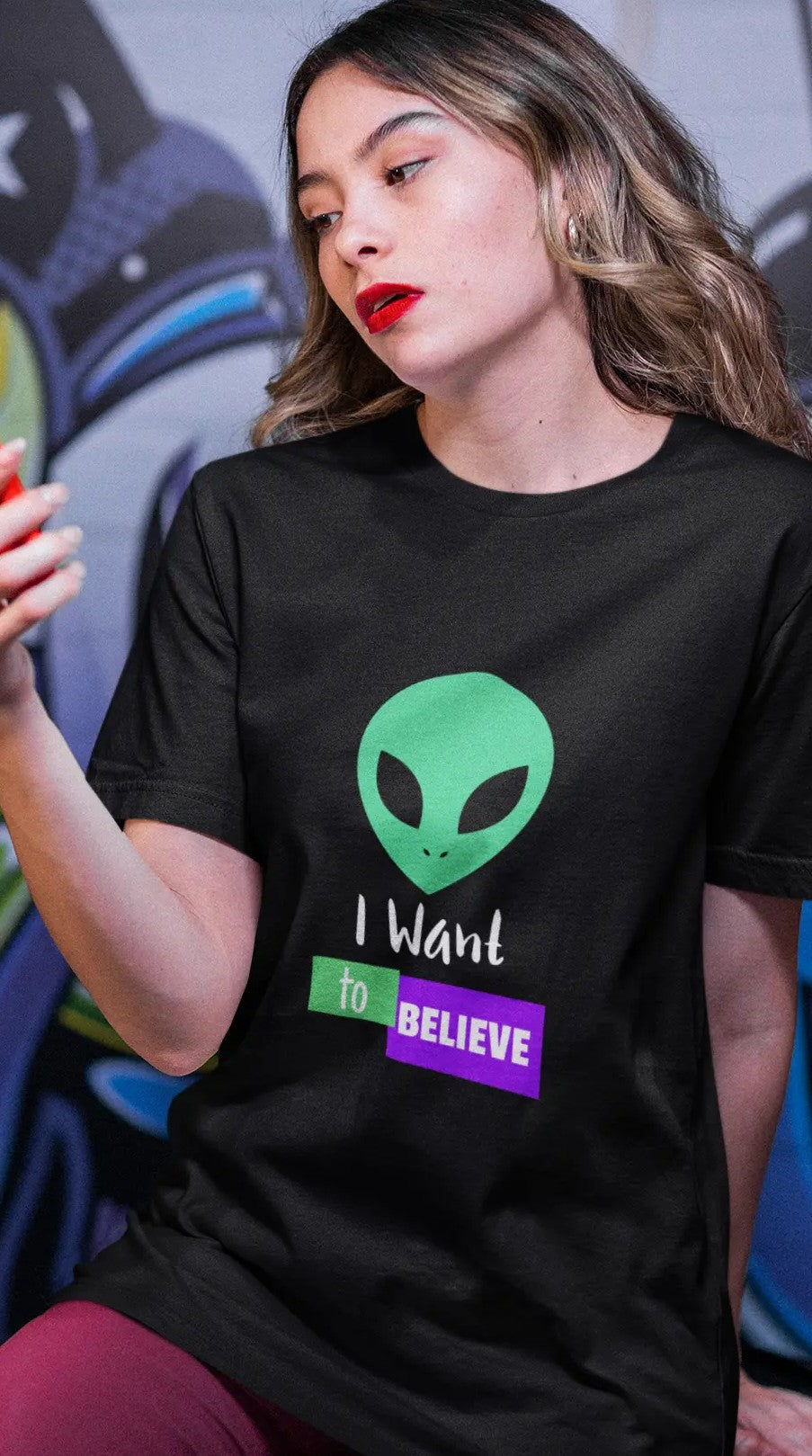 I want to Believe Unisex Alien graphic Oversized Tee